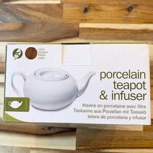 (1ea) 24oz Brown Porcelain Teapot & Infuser